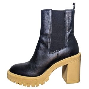 Dolce Vita | Coen H20 Black Leather Ultra High Lug Sole Boots Women's Size 8.5
